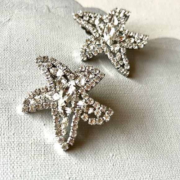 Vintage Sparkling Starfish Kirk’s Folly Crystal Clip On Earrings - Picture 5 of 9